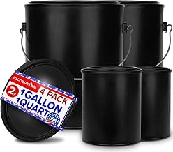 1 Quart & 1 Gallon Plastic Paint Buckets (4 Pack Combo) Triple-Lock Airtight Seal to Minimizing Skimming, Rust, Odor & Chemical Resistant- (2X 32 Fl Oz & 2X 128 FLoz) Plastic Paint Can + Snap On Lid