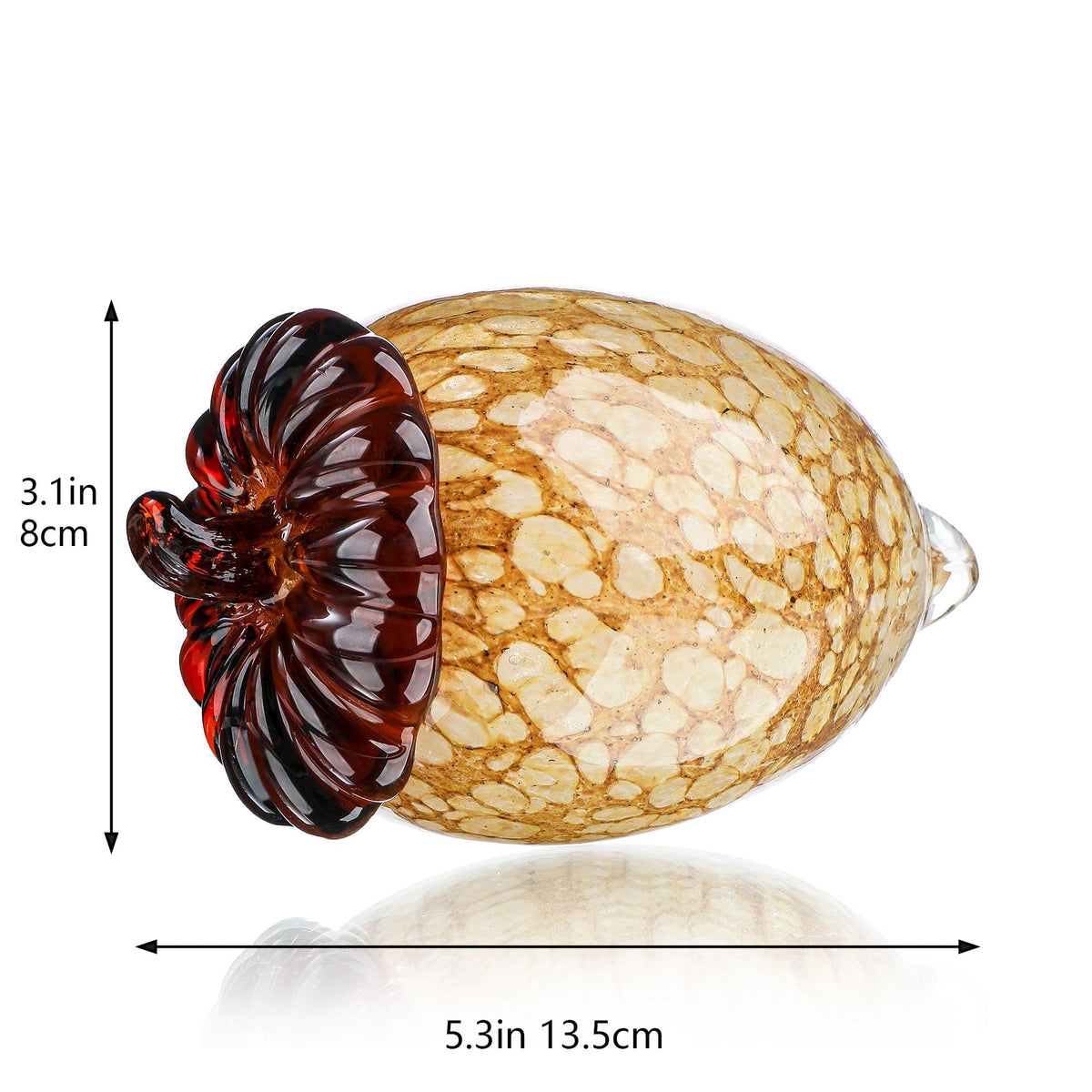 QFkris Hand Blown Glass Acorn Figurine, Large Brown