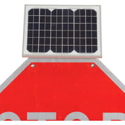 Solar Powered Flashing LED Stop Sign by Global Industrial – 4.8"L x 33"W x 33"H, Polycarbonate, Red, Model 708312