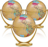 Henoyso 3 Pcs Mini Globes 4.2 in Antique World Map with Stands for Kids | Educational Gift in Back to School, Vintage Geographic Learning Globe, Desktop Decor to Students Classroom Office