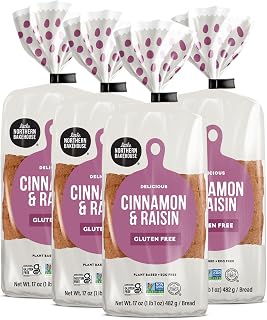 Little Northern Bakehouse Cinnamon & Raisin Gluten Free Bread, Non-GMO and Allergy-Friendly Sliced Bread (4 pack, 17 oz. each)