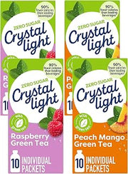 Crystal Light On The Go Green Tea Drink Mix Pack- Peach Mango & Raspberry | 2ea., 0.8 Oz (Variety Pack)