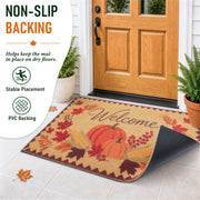 OLANLY Doormat, Low Profile Polyester Front Door Mat, Welcome Fall Pumpkin 30x17
