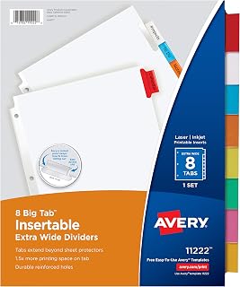 Avery Big Tab Insertable Extra-Wide Dividers, 8-Tab, Color, 1 Set