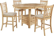 Coaster Home Furnishings - LAVON - 5-Piece Counter Height Dining Set - Oval Extendable Table with Storage & 4 Upholstered Chairs - Dining Room & Kitchen - Light Oak - 106628-S5