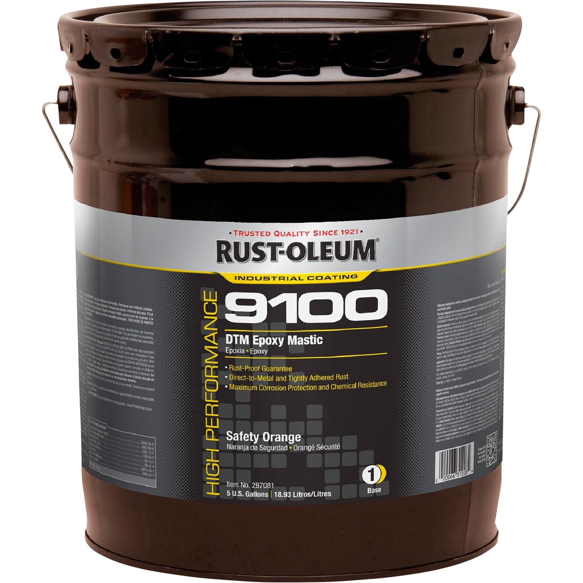 9100 System DTM Epoxy Mastic Safety Orange by Rust-Oleum – 5 gal, Blend, Safety Orange, Model 297081