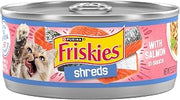 Purina Friskies Wet Cat Food, Shreds With Salmon, (24) 5.5 oz Cans