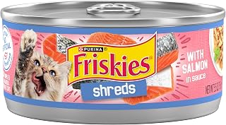 Purina Friskies Wet Cat Food, Shreds With Salmon, (24) 5.5 oz Cans