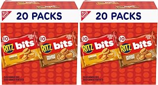 Bits Cheese and RITZ Bits Peanut Butter Sandwich Crackers Variety Pack, Lunch Snacks, 20 Snack Packs, (Pack of 8)