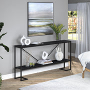 64" Modern Farmhouse Console Table by Henn&Hart – Metal, Black/Natural Black, Model 131522X