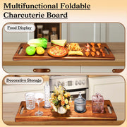 Essenya Acacia Charcuterie Board, Foldable with Handles, 33 x 12 Inch, Brown