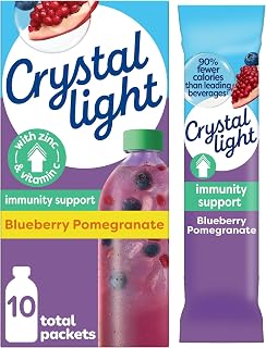Crystal Light Immunity Support Blueberry Pomegranate naturally flavored with other natural flavor Powdered Drink Mix, .07 oz Packets, 10 per Box (Pack of 8)