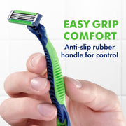 Sensor3 Sensitive Men's Disposable Razor by Gillette – 4 Count (Pack of 1), rubber, Green/White, Model 047400110151
