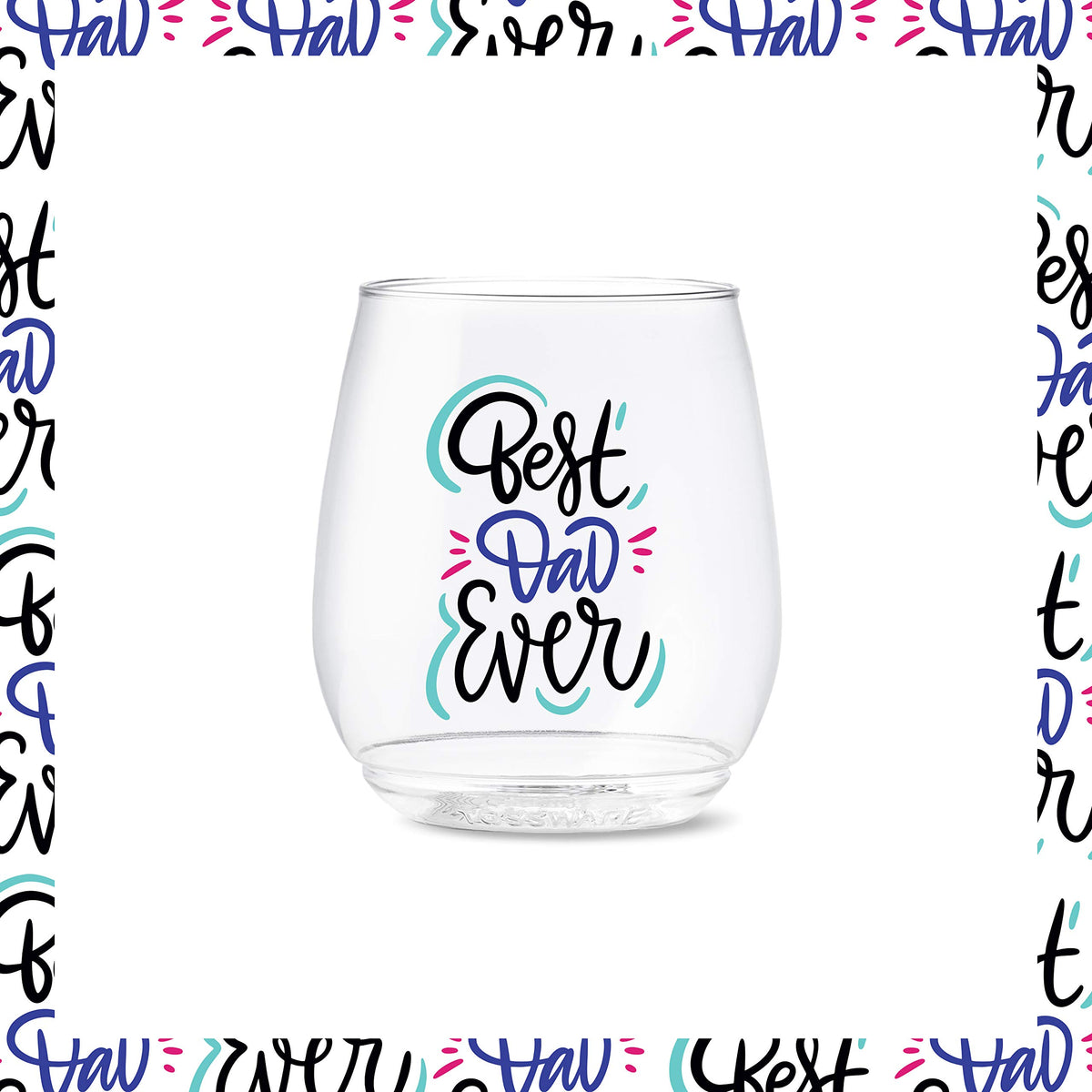 14oz Vino Best Dad Ever Series by TOSSWARE – 14oz, 14 fluid_ounces, Plastic, Best Dad Ever, Pack of 6
