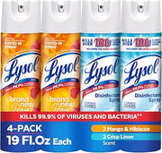 Lysol Disinfectant Spray, Sanitizer, Crisp Linen & Mango, 19 oz, 4 Pack