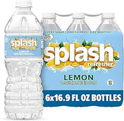 SPLASH REFRESHER Flavored Water Bottles, Lemon - 6 Pack | Refreshing Flavored Bottled Water with Electrolytes - Zero Sugar & Zero Calories - 16.9 Fl Oz