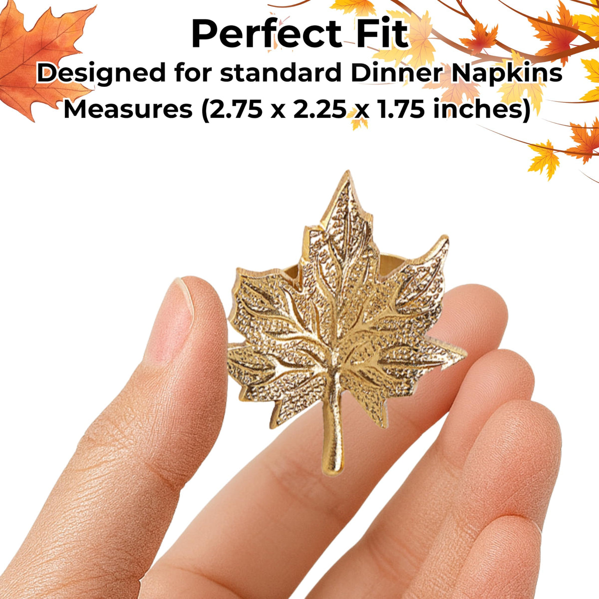 Cleentable Leaf Napkin Rings, Set of 12, Antique Gold