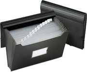 Pendaflex PFX82013 Poly Jumbo Expanding File with Elastic Cord, 13 Tabbed Pockets, Letter, Black