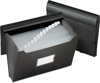 Pendaflex PFX82013 Poly Jumbo Expanding File with Elastic Cord, 13 Tabbed Pockets, Letter, Black