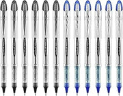 Uni-Ball Vision Elite Rollerball Pens, Bold Point, 0.8mm, Black & Blue Ink, 12 Pack (6 Black, 6 Blue), Fraud & Water Resistant uni Super Ink, Airplane-Safe