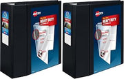 Avery Heavy-Duty 5 Inch Binders 3 Ring, View Binder,EZD Ring, Black, Sturdy (79606) (Pack of 2)