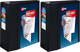 Avery Heavy-Duty 5 Inch Binders 3 Ring, View Binder,EZD Ring, Black, Sturdy (79606) (Pack of 2)