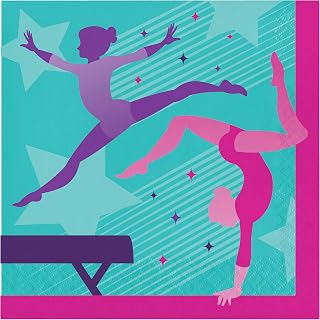 Creative Converting Gymnastics Party Napkins, 16 ct, Multicolor, 6.5"