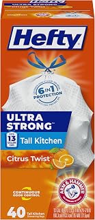 Hefty Ultra Strong Tall Kitchen Trash Bags - Citrus Twist, 13 Gallon, 40 Count