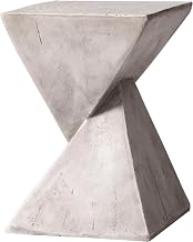 LeisureMod Modern Side Table Square Fiberstone Accent End Stool for Home, Outdoor Patio Log Table, Living Room Sofa, Night Stand, Weather-Resistant, Glint Series in Marble White