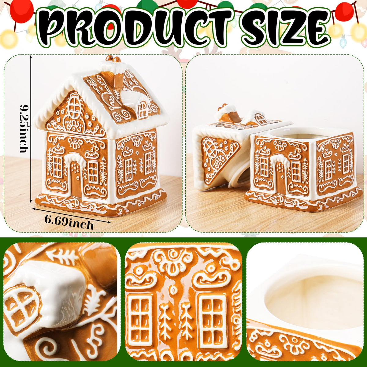 Chunful Gingerbread House Cookie Jar, Ceramic, Brown and White