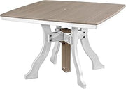American Furniture Classics Model 44S-D-WWWT Dining Height Square Table in Weatherwood with a White Base, Made in The USA