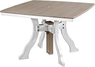 American Furniture Classics Model 44S-D-WWWT Dining Height Square Table in Weatherwood with a White Base, Made in The USA