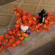 CQURE Fall Leaf Garland, 24 Pack 168Ft Artificial Maple Vines, Orange