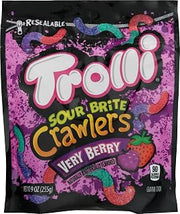 Trolli Minis Sour Brite Crawler Very Berry Gummi Candy, 9 Ounce - 6 per case.