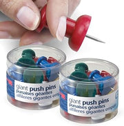 Officemate Giant Push Pins, 1.5" | Assorted Colors | 2 Tubs of 12, Pack of 6