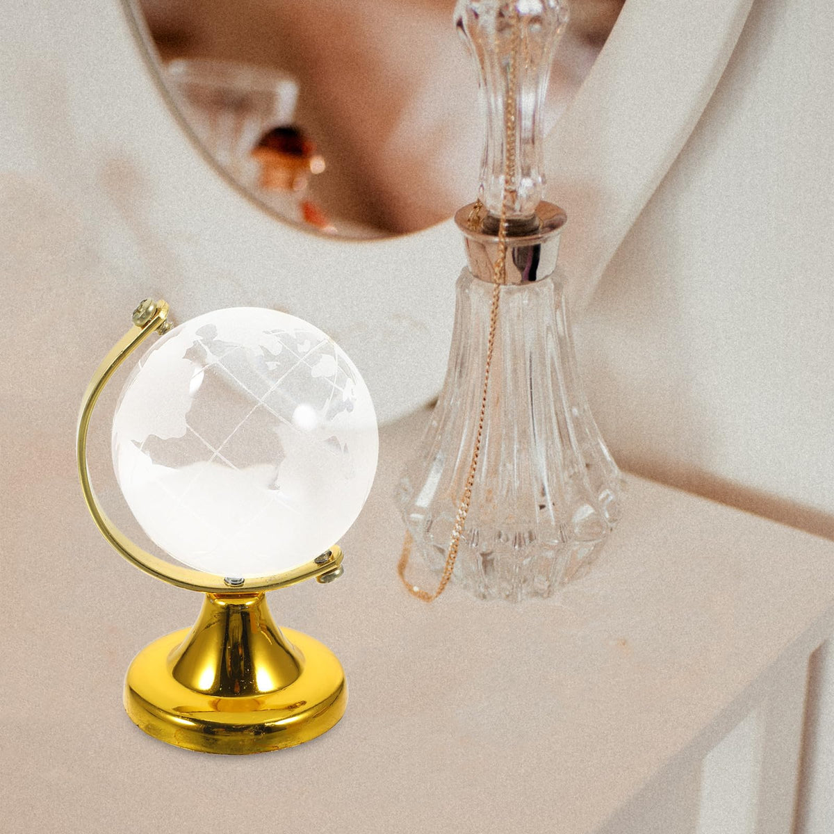 Crystal Globe Decoration with Stand for Office and Home Use by YARNOW – Golden, Model 23C14037TG