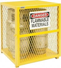 Durham Steel/Iron Vertical Cylinder Storage Cabinet, EGCVC4-50, 4 Cylinder Capacity, 30" Length x 30" Width x 33-1/2" Height, Yellow Powder Coat Finish
