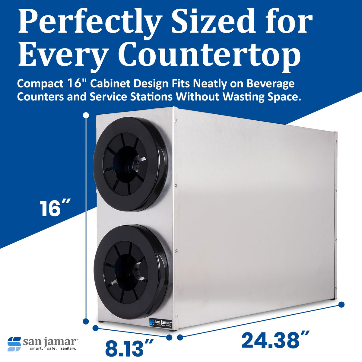Sentry Cup Dispenser Cabinet with 2 Tiers for Restaurants by San Jamar – 2 Tiers, foam,Stainless Steel, Silver, Model C2852