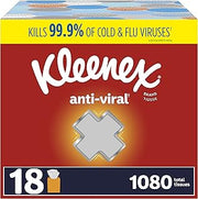 Kleenex Anti-Viral Facial Tissues, 18 Cube Boxes, 60 Tissues per Box (1080 Total Tissues)