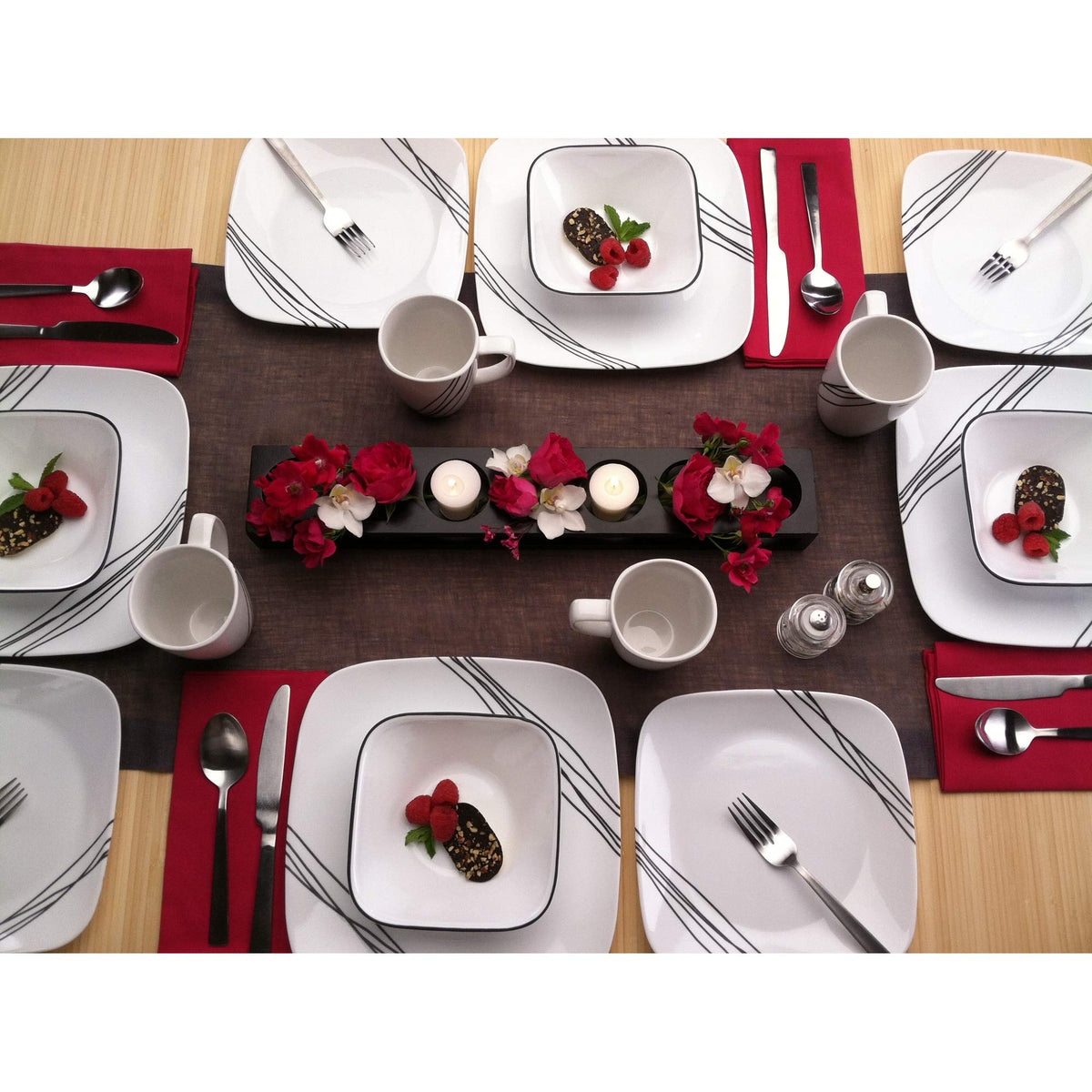 Corelle White / 16-Piece / Simple Sketch Dinnerware Sets
