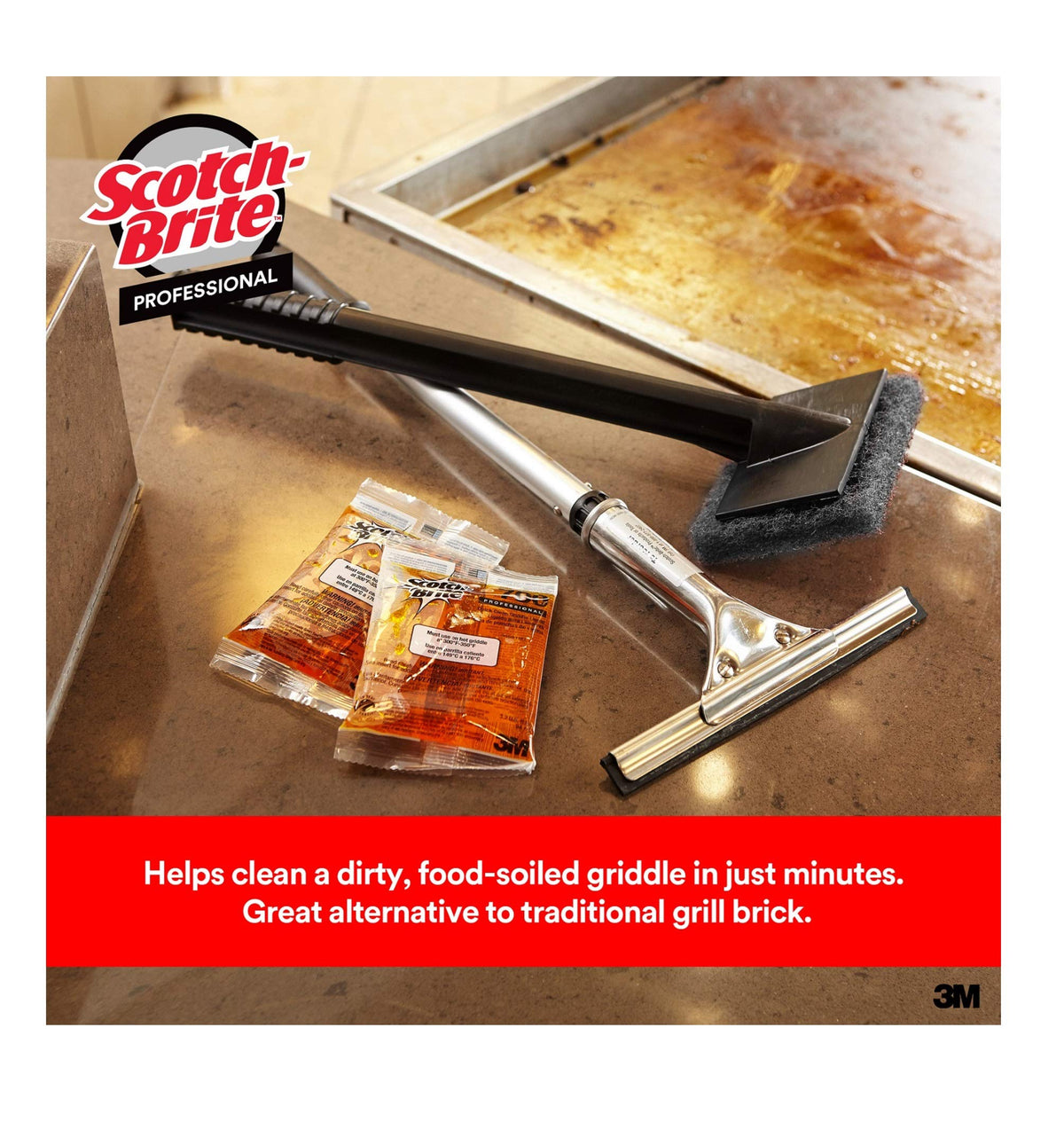 Scotch-Brit Quick Clean Griddle Cleaning System Starter Kit by 3M – 1 Count (Pack of 1), Nonstick coating, White