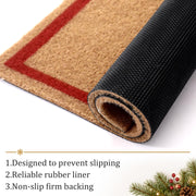 Willbond Christmas Coir Doormat, 28 x 16 Inches, Red Green Yellowish Brown