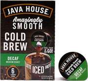 Java House Authentic Cold Brew Coffee, DECAF, K-Cup Coffee Pods, Medium Roast (6 Count)
