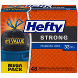 Strong Large Trash Bags by Hefty – 48 Count (Pack of 3), 33.0 gallons, Plastic, Black, Pack of 3