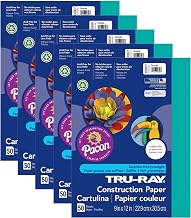 Tru-Ray Construction Paper, Turquoise, 9" x 12", 50 Sheets Per Pack, 5 Packs