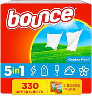Bounce Dryer Sheets, 330 count, Outdoor Fresh Scent, Fabric Softener Sheets, Reduces Static, Softens and Fights Wrinkles