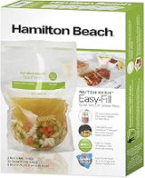 Hamilton Beach Easy-Fill 32 Count One Quart Vacuum Sealer Storage Bags for Food, BPA Free, 12” x 8”, Meal Prep and Sous Vide