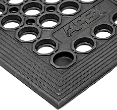 T14S0035BL NoTrax T14 Tek-Tough Jr. Anti-Fatigue Beveled Edge Drainage Mat, 3' X 5' Black