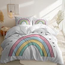 Bianco Breathable Duvet Cover - Minimalismo Amore Arcobaleno Patterns Soft Microfiber Bedding Set 3 Pieces 1 Duvet Cover King with Durable Zipper Closure and 2 Pillow Shams