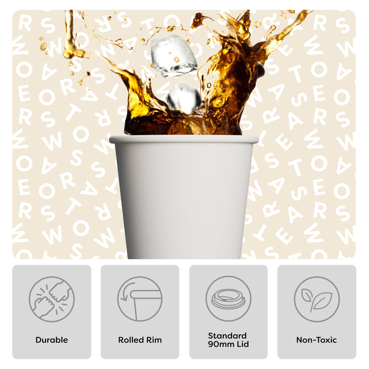 GO 16oz Hot Cups - Set of by TOSSWARE – 16oz, 16 fluid_ounces, Paper, White, Pack of 100
